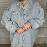 {Mumu} Lincoln Shirt Jacket - Embellished Light Indigo