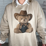 Cowboy Teddy Bear Sweater - Tan