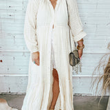 Rome Around Button Up Kimono Duster - Ivory