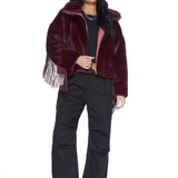 Moonlight Fringe Fur Jacket - Merlot