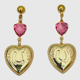 Pink Lady Luck Heart Earrings