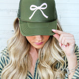 Bow Trucker Hat- Olive