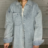 {Mumu} Lincoln Shirt Jacket - Embellished Light Indigo