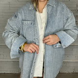 {Mumu} Lincoln Shirt Jacket - Embellished Light Indigo