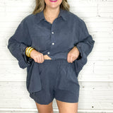 Sophisticated Soft Button Down Set - Midnight Navy