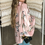 Running Horses Oversized Blouse - Pink