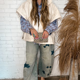 Oversized Ivory Poncho Vest - One Size