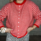 The Piper Cardigan - Red Stripes