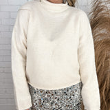 Turtleneck Knit Sweater - Cream