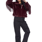 Moonlight Fringe Fur Jacket - Merlot