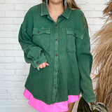 Chill Girl Shacked Cardigan - Dark Green