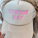 Khaki + Pink Cowboy Trucker Hat