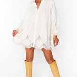 {Mumu} Leona Mini Dress - White Lace Embroidery