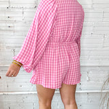 Sunset Plaid Print Romper - Pink