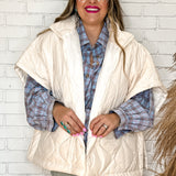 Oversized Ivory Poncho Vest - One Size