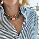 Pink Opal + Turquoise Necklace