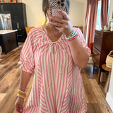 Skip Around Romper - Pink Stripes