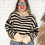 Lyons Black Striped Turtleneck Sweater