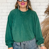 Happy Here Pullover Sweater - Dark Green