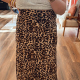 All Corduroy Leopard Midi Skirt