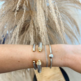 Two Tone Hinge Cuff - Silver + Gold