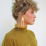 Window To The West Gold Dangle Earrings