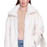 Moonlight Fringe Fur Jacket - Vanilla Bean