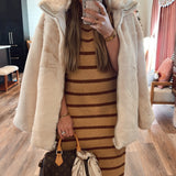 Jersey Girl Knit Dress - Tan + Brown