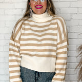 Creamsicle Striped Turtleneck Sweater