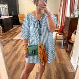 Skip Around Romper - Blue Stripes