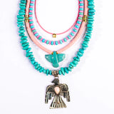 Turquoise Thunderbird + Pink Necklace