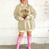 Cowboy Teddy Bear Sweater - Tan