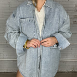 {Mumu} Lincoln Shirt Jacket - Embellished Light Indigo