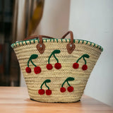 Cherry Market Straw Tote Bag