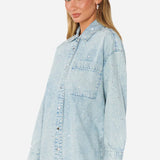 {Mumu} Lincoln Shirt Jacket - Embellished Light Indigo