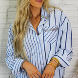 Bejeweled Button Down - Blue