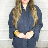 Sophisticated Soft Button Down Set - Midnight Navy