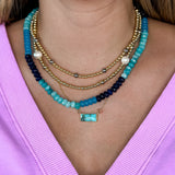 Turquoise Hues + Navy Beaded Necklace