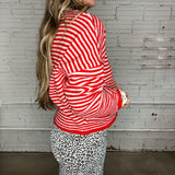 The Piper Cardigan - Red Stripes