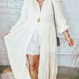 Rome Around Button Up Kimono Duster - Ivory