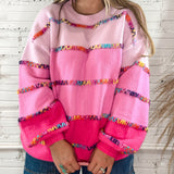 Rainbow Bright Striped Stitches Sweater