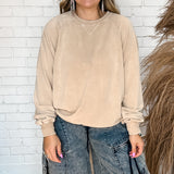 Happy Here Pullover Sweater - Taupe