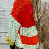 {RESTOCKING SOON} Orange Crush Colorblock Crochet Cardigan