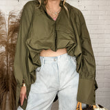 Hold Your Horses High Low Olive Top