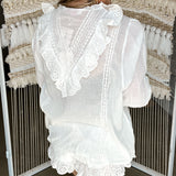 {Mumu} French Blouse - White Eyelet