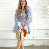 Polo Striped Button Down Mini Dress - Blue