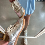 {Dolce Vita} Notice Distressed Silver Leather Sneakers