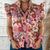 Blooming Floral Puffer Vest