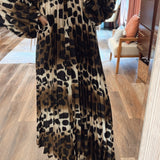 Loudly Leopard Pleated Maxi Dress