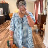 Skip Around Romper - Blue Stripes